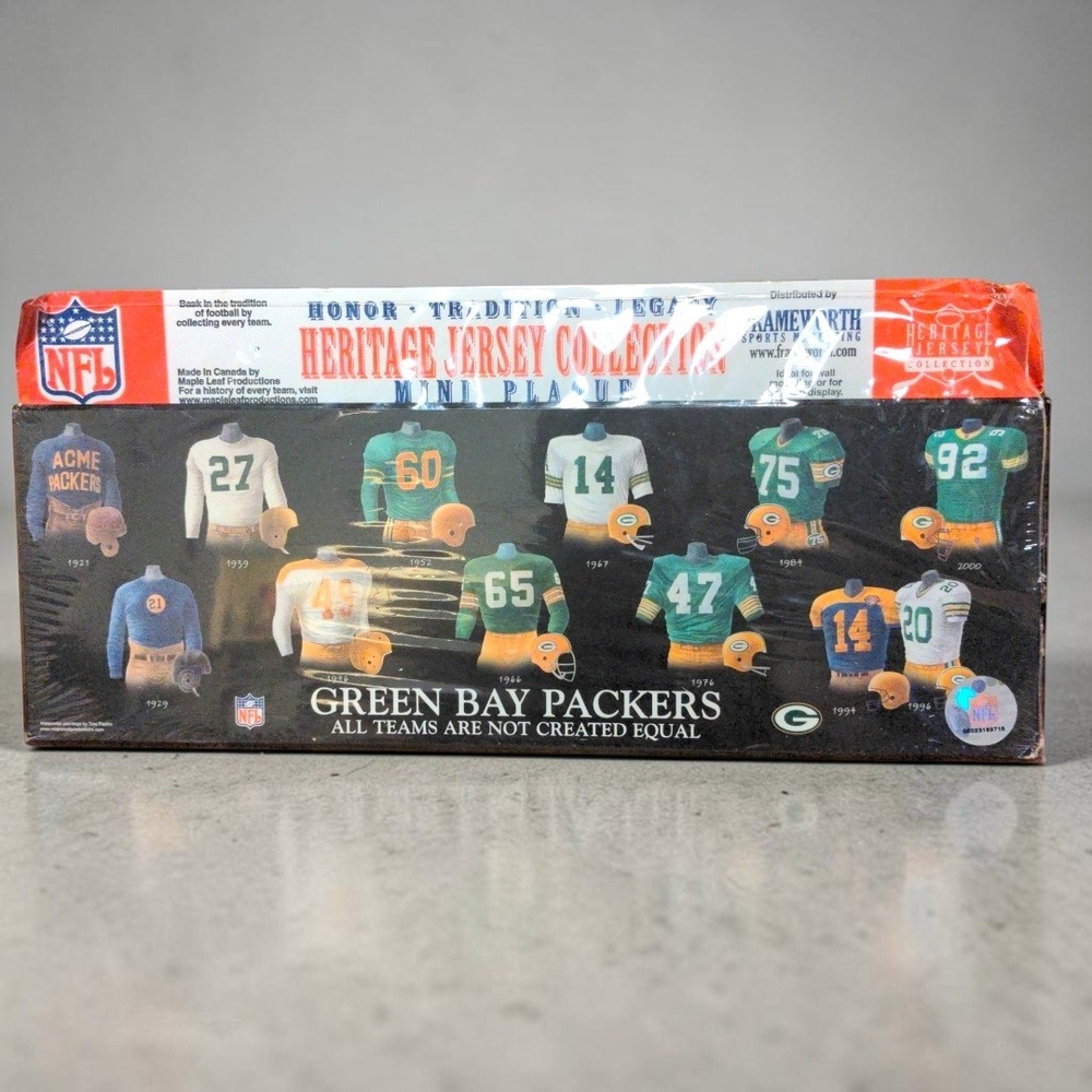 VTG 2000 Frameworth Green Bay Packers Heritage Jersey Mini Plaque 15x5 Wood NFL